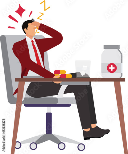 Businessman sleeping in a sleeping pill