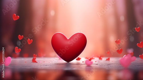Red heart on aesthetic valentines scenery background