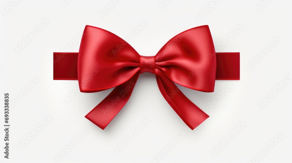 A red ribbon with a bow on a clean white background. Perfect for adding a festive touch to any design A red ribbon with a bow on a clean white background. Perfect for adding a festive touch to any design