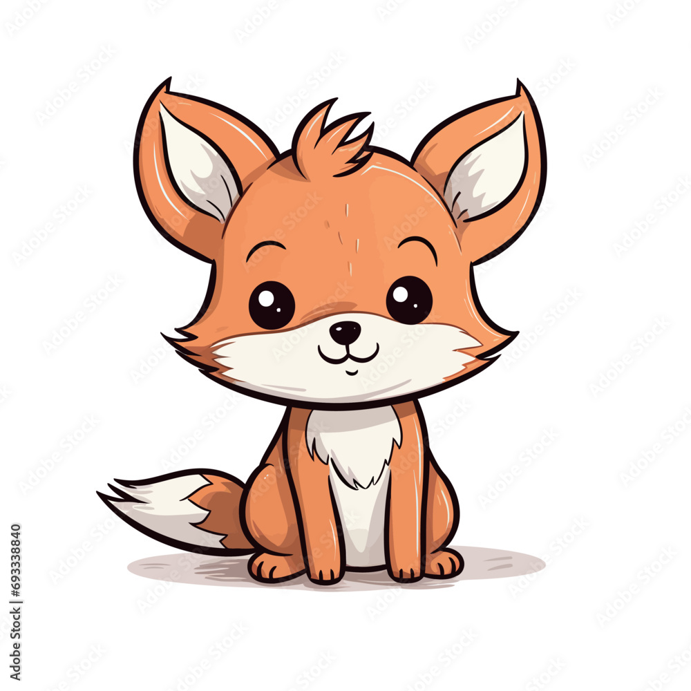 Cute cartoon fox. Vector illustration isolated on a white background.