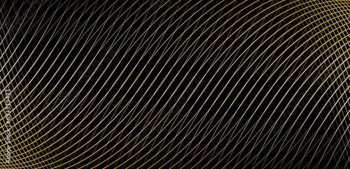 黒の背景にキラキラと輝く金の曲線ラインのデザインテクスチャ