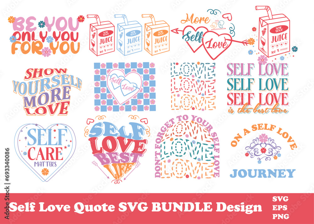 Self Love Quote Sublimation Vector Bundle Design