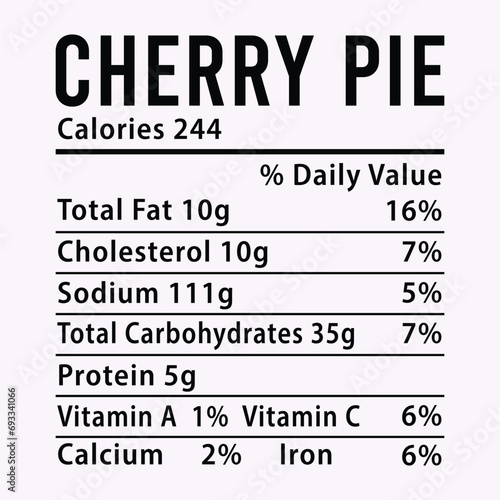 Nutrition Facts Thanksgiving Candied Yams EPS illustration cut file for cutting machine
