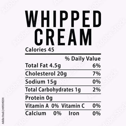 Nutrition Facts Thanksgiving Candied Yams EPS illustration cut file for cutting machine