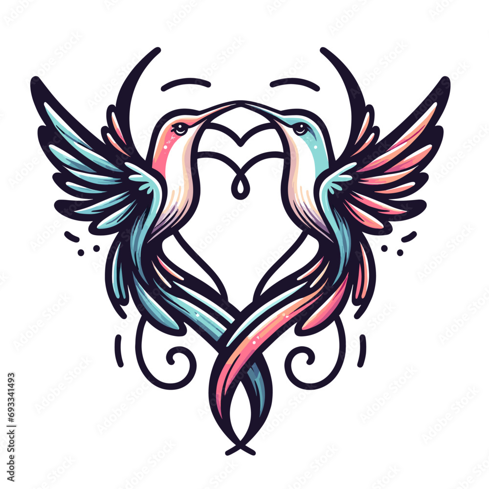 Obraz premium hummingbirds with hearts for Valentine´s Day