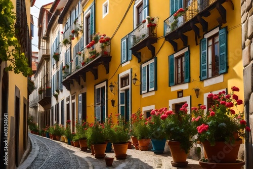 The city s historic center is home to traditional homes with flowers in pots outside