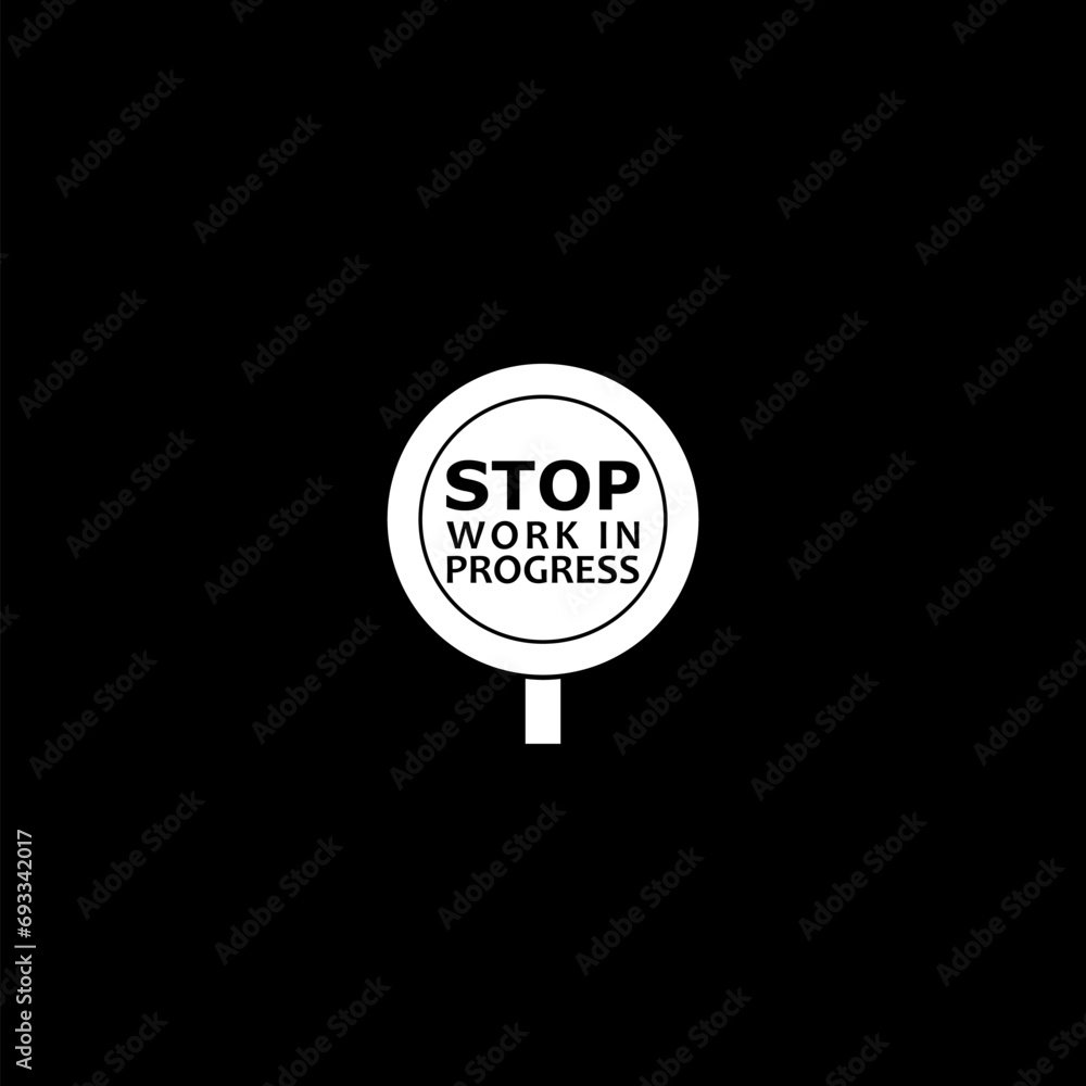 Work in progress sign icon isolated on dark background Work in progress sign icon isolated on dark background