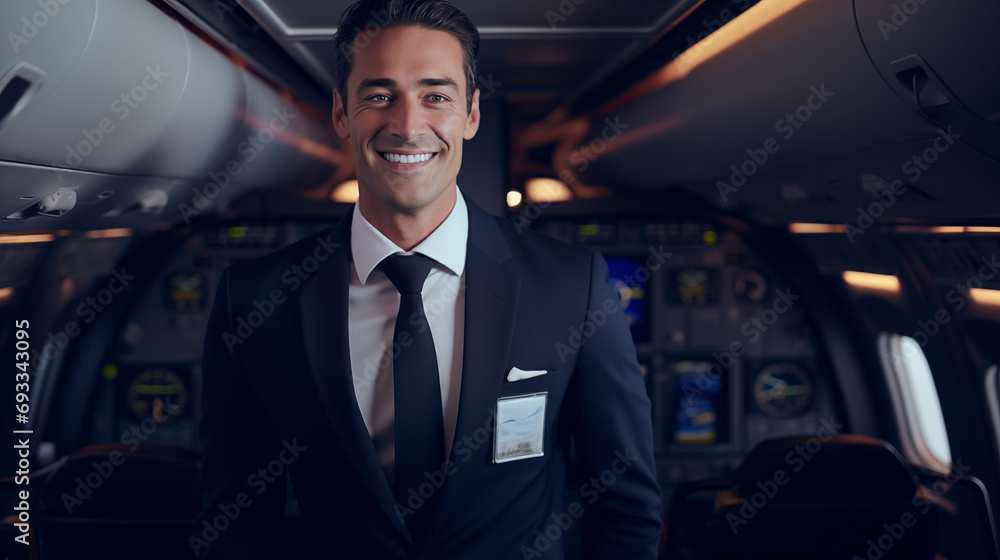 Portrait of pilot inside a plane. Candid lifestyle moment.
