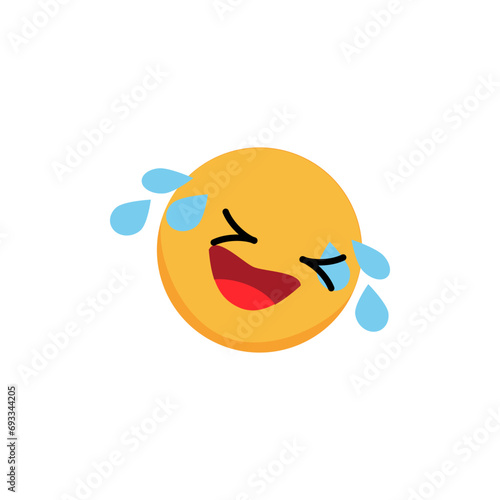 Smiley laughs to tears. Cartoon emoji. Vector