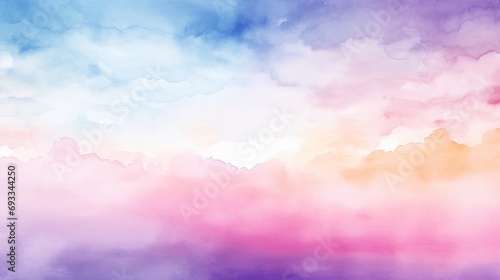 Abstract watercolor background with clouds in pastel colors, vector illustration Generative AI