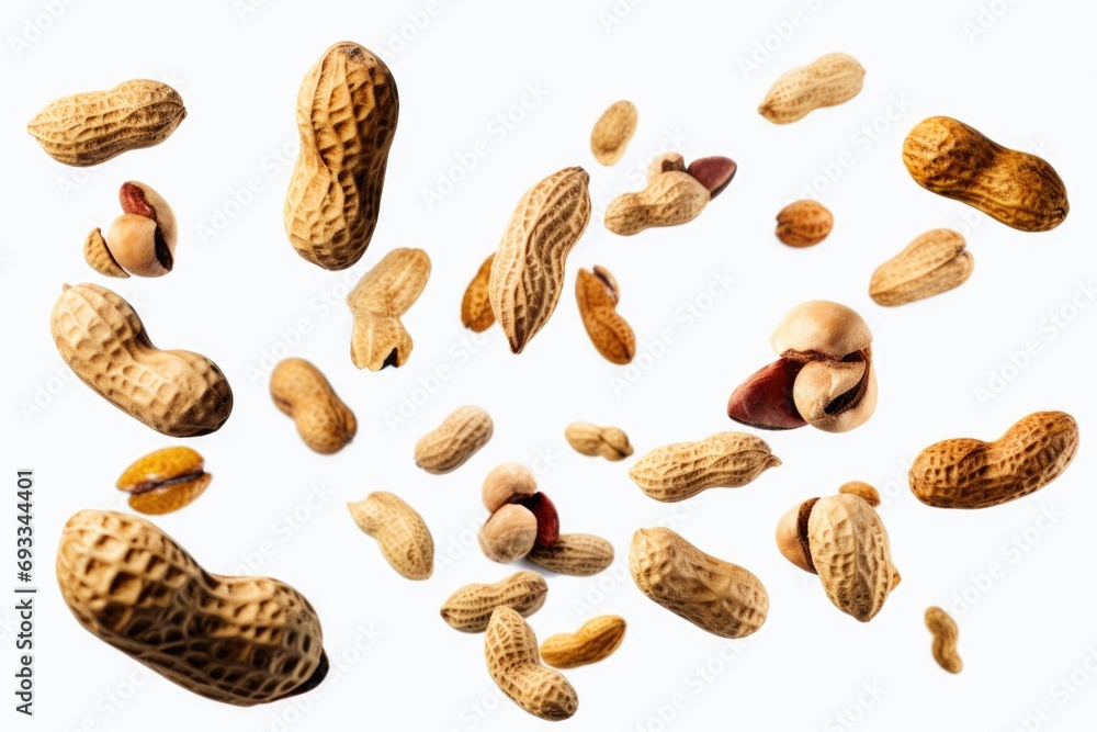 Peanuts flying in the air, suitable for various uses Peanuts flying in the air, suitable for various uses