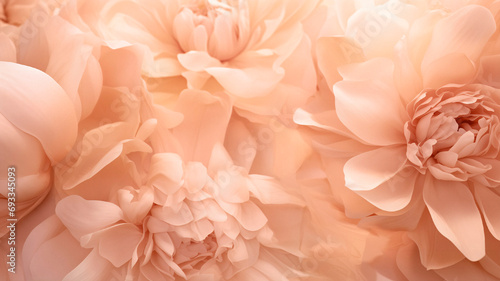 Close-up of peonies flowers in the 2024 color Peach Fuzz. © kizuneko