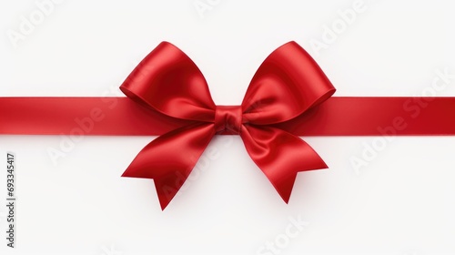 Red ribbon with a bow on a clean white background. Perfect for gift wrapping or decorating.