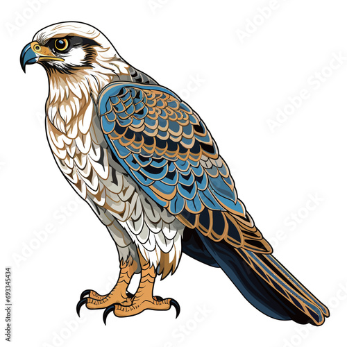 Colorful eagle vector illustration isolated on white background. Hand drawn style. photo