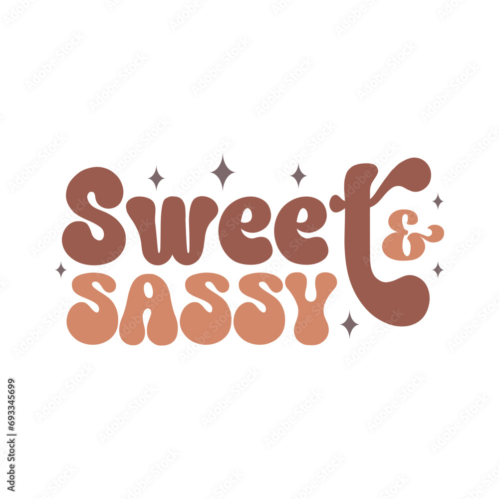 Fototapeta premium Sweet and sassy, Retro Toddler Funny Kids Illustration for Print