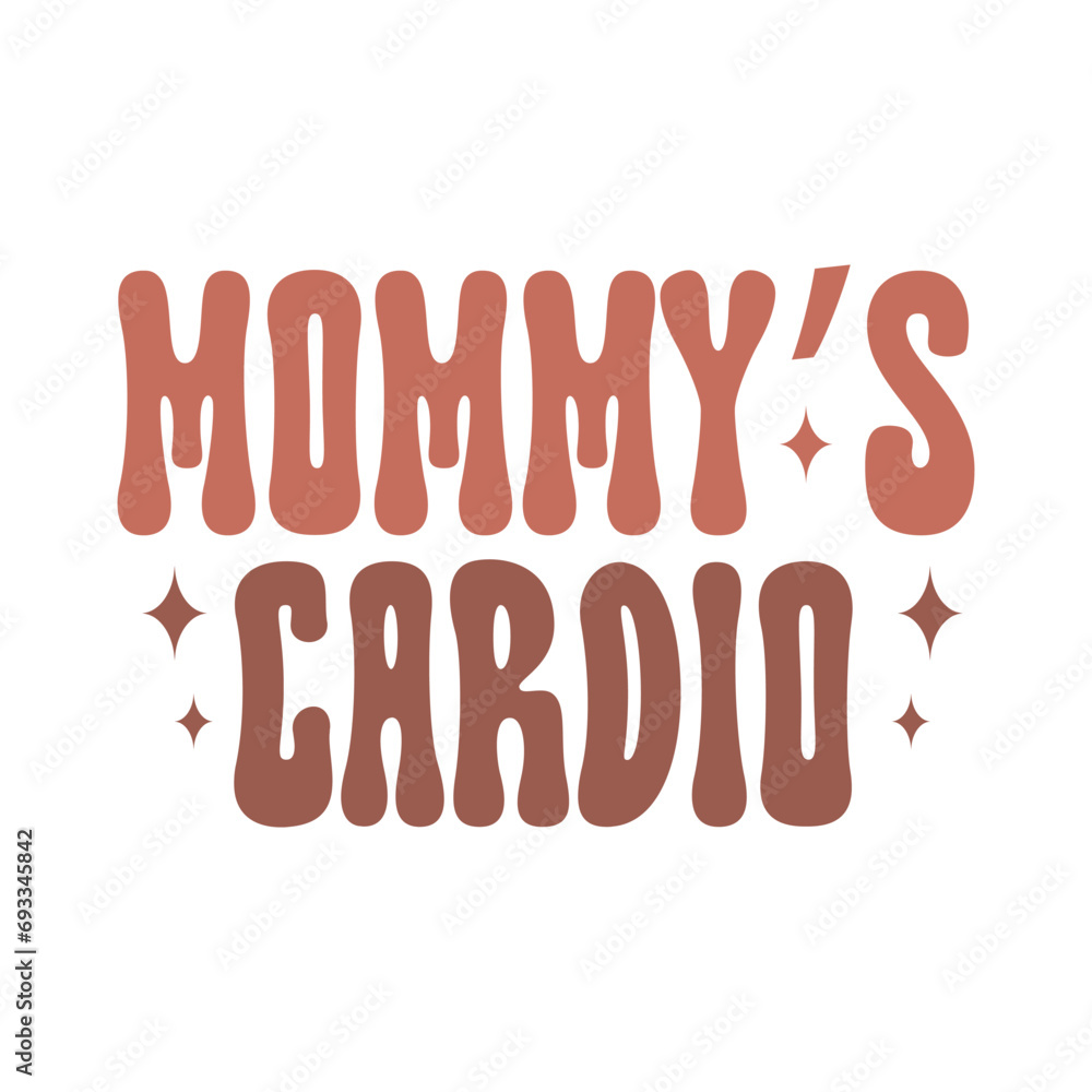 Mommy’s cardio, Retro Toddler Funny Kids Illustration for Print Mommy’s cardio, Retro Toddler Funny Kids Illustration for Print
