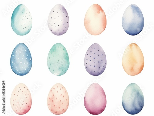 Watercolor Easter eggs isolated on white background. Hand drawn illustration. Generative AI