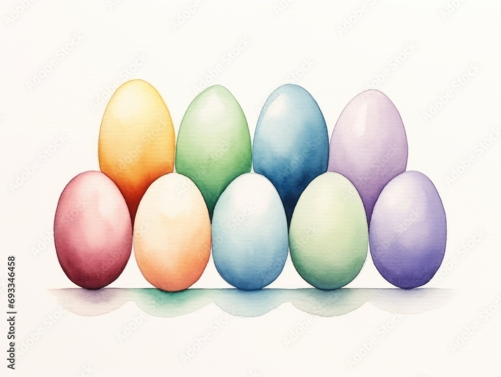 Easter eggs isolated on a white background. Watercolor illustration. Generative AI