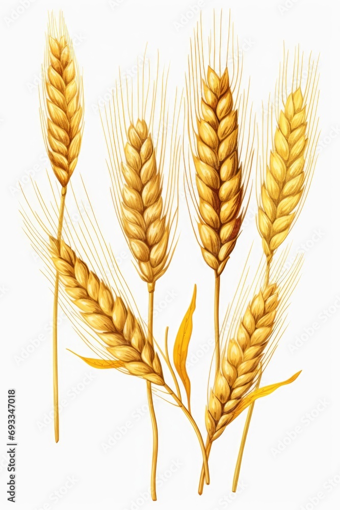 Three stalks of wheat on a white background. Suitable for agricultural and nature-themed projects Three stalks of wheat on a white background. Suitable for agricultural and nature-themed projects