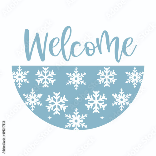 Snow Flurries Round sign Illustration, Welcome Winter, Let it snow, Christmas
