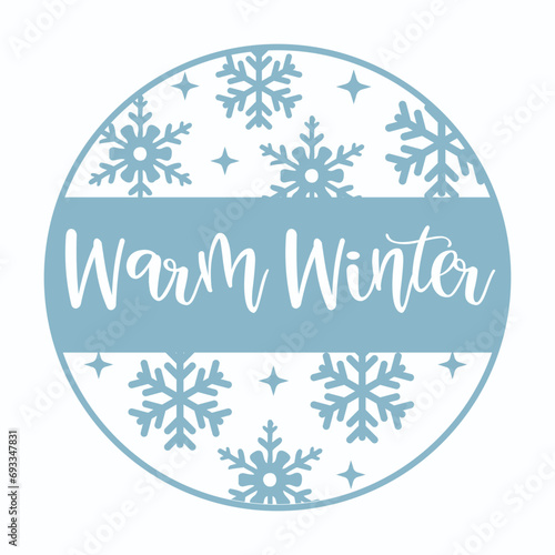 Snow Flurries Round sign Illustration, Welcome Winter, Let it snow, Christmas