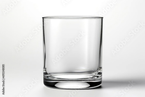 A clear blank mockup glass against a white background, creating a clean and minimalist template for creative designs or product presentations. Photorealistic illustration