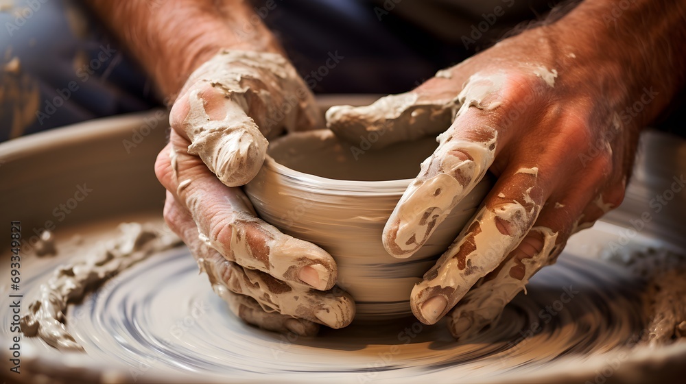 Traditional Pottery Making - Artist's Hands in Motion