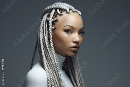 American African beauty women braids hairstyle portrait