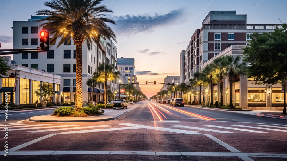 a city crossing with a semaphore on blurred background with cars in the evening streets, red light a city crossing with a semaphore on blurred background with cars in the evening streets, red light
