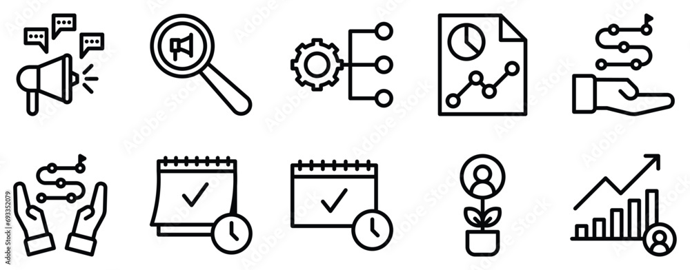 marketing line style icon set collection marketing line style icon set collection