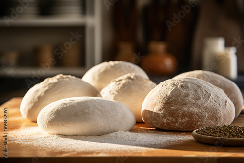The visual appeal of dough rise, texture and the fermentation process. photo