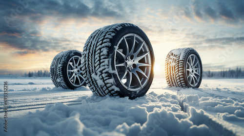 Winter tire. Tire texture closeup background
