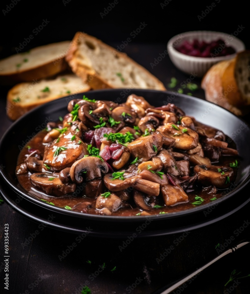 A delicious and Red Wine Stew, cooked to perfection with tender meat and flavorful vegetables. Generative AI. A delicious and Red Wine Stew, cooked to perfection with tender meat and flavorful vegetables. Generative AI.