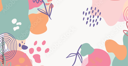 Modern trendy hand drawing various shapes and doodle objects abstract background.