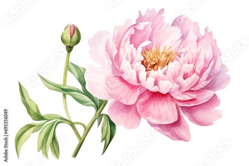 Watercolor pink peony  tenderness  freshness  youth  summer mood.