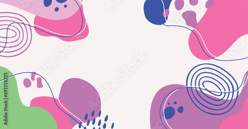 Modern trendy hand drawing various shapes and doodle objects abstract background.