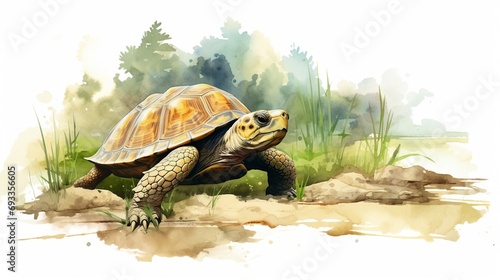 Obraz na płótnie A turtle on land, watercolor in clipart style w salonie