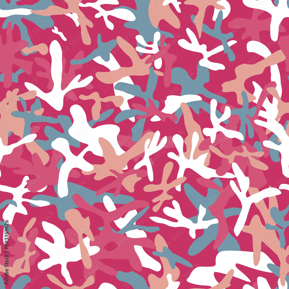 Abstract muted peach, pink, blue, white wild animal, leopard skin spots Exotic tropical pattern Camouflage fabric trend Abstract muted peach, pink, blue, white wild animal, leopard skin spots Exotic tropical pattern Camouflage fabric trend