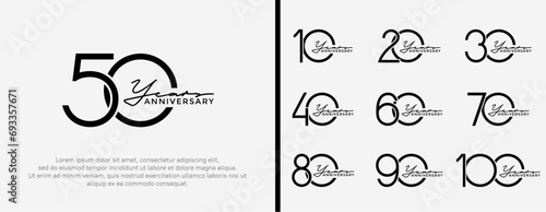 set of anniversary logo black color on white background for celebration moment