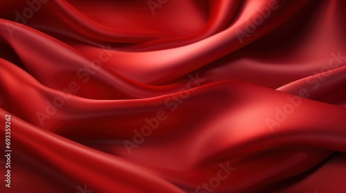 Elegant red silk fabric background with smooth waves. Luxury textile design.