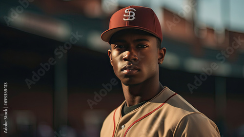 African-American male playing baseball