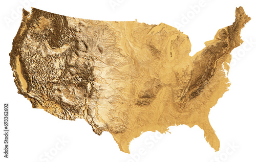 Natural 3d elevation terrain of USA United States of America photo