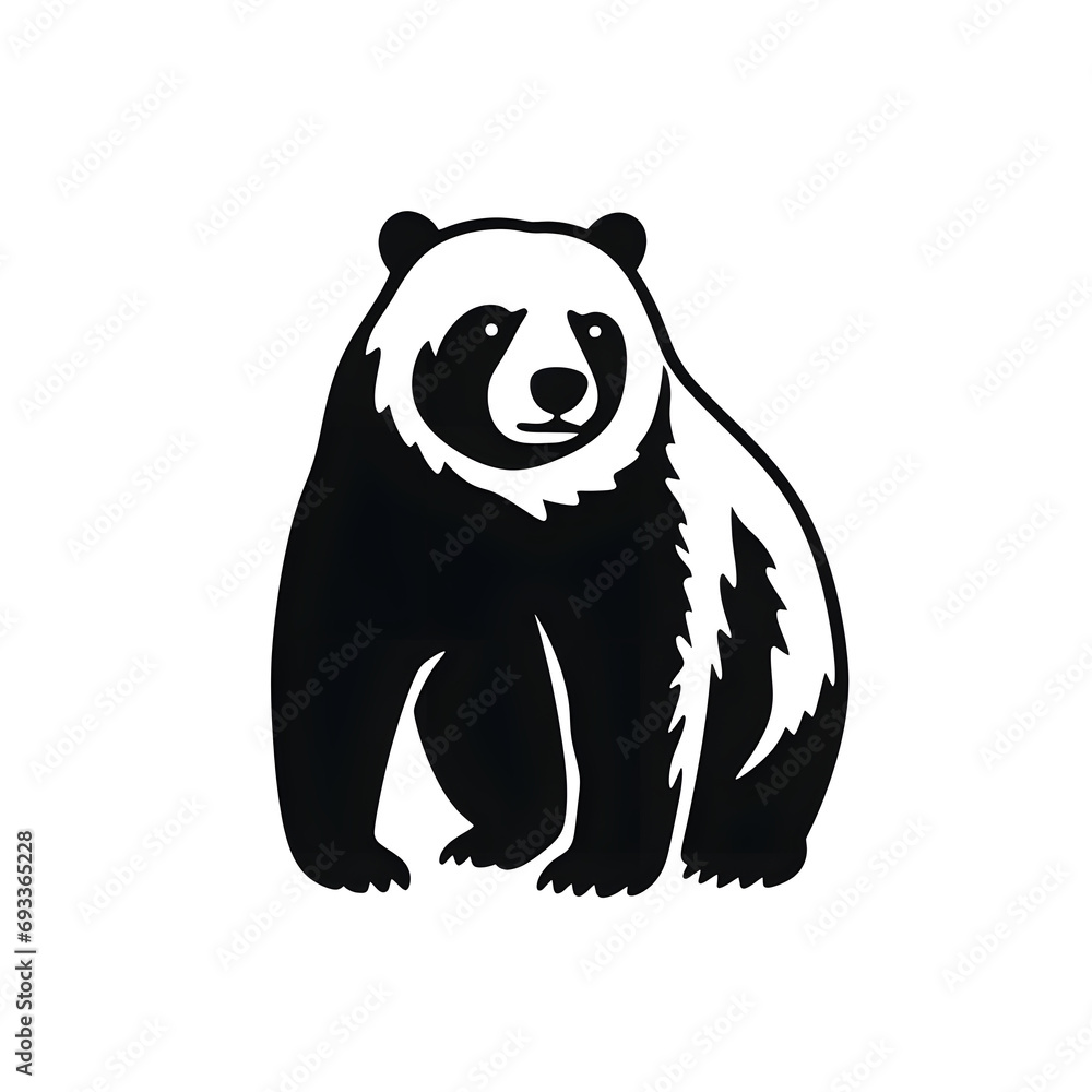 Hand drawn bear silhouette in a minimal style. Black and white graphic illustration isolated on white background Hand drawn bear silhouette in a minimal style. Black and white graphic illustration isolated on white background