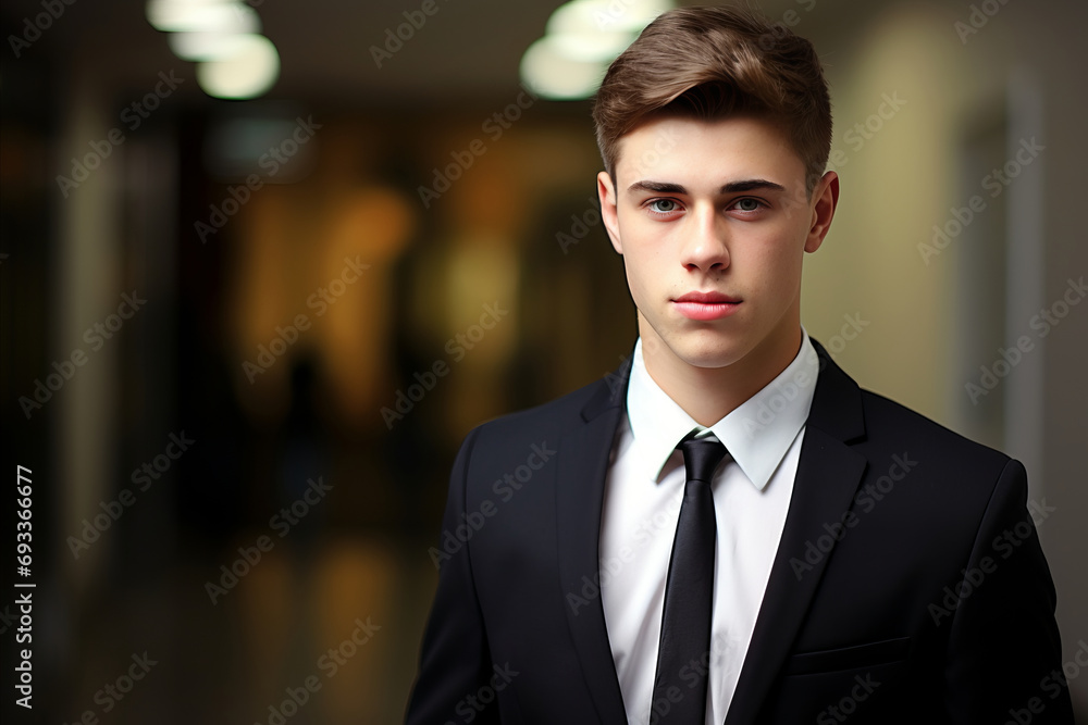 Portrait of a young successful male businessman in a suit in the office Portrait of a young successful male businessman in a suit in the office
