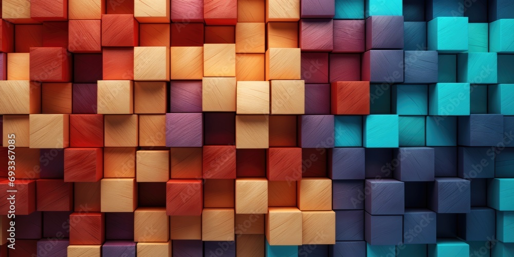 Colorful cubes stacked together, suitable for various design purposes