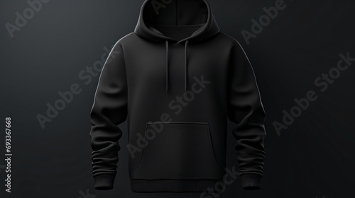 Black hoodie with copy space on black background