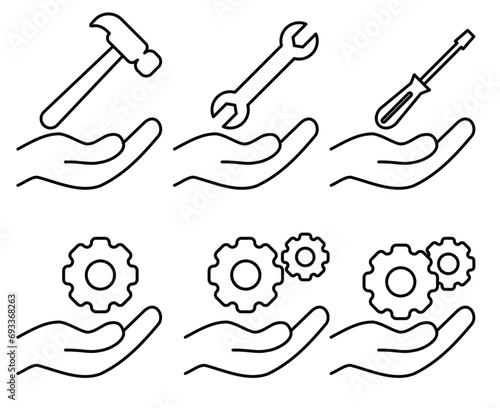 set of simple Repair icon vector