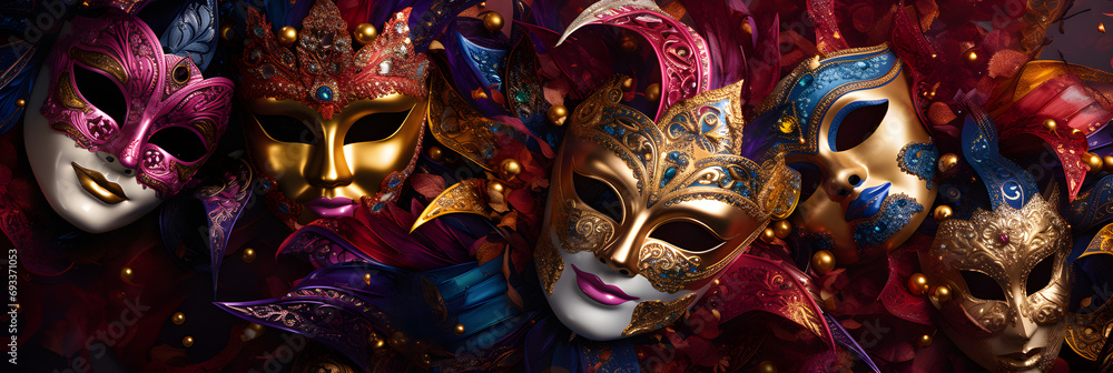 Carnival masks background banner