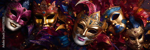 Carnival masks background banner © DA