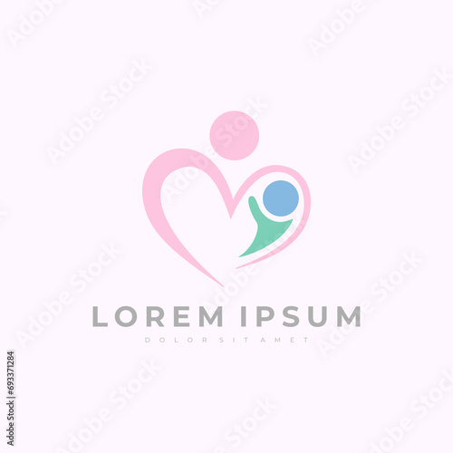 birth pregnancy baby heart logo icon vector illustration template